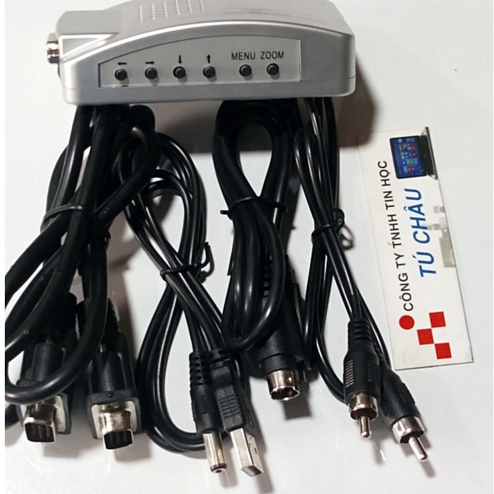Bộ chuyển VGA ra AV + S Video / Video Converter VGA to VIDEO +++ (Box VGA to AV - 1937)