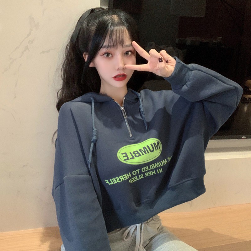 Áo hoodie dáng croptop salt casual (sẵn xanh) | BigBuy360 - bigbuy360.vn