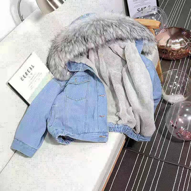 Áo Khoác Jeans Phối Lông Thời Trang Dành Cho Nữ