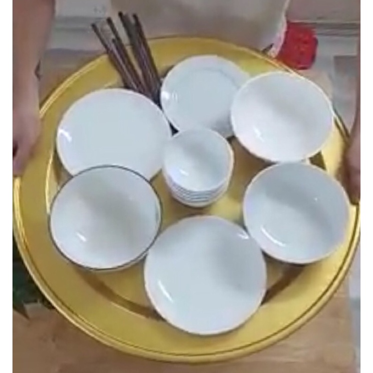 Mâm nhôm, mâm ăn cơm Mâm nhôm mạ vàng 60cm. đây là dụng cụ bếp trong gia  đinh, bộ đò bàn ăn