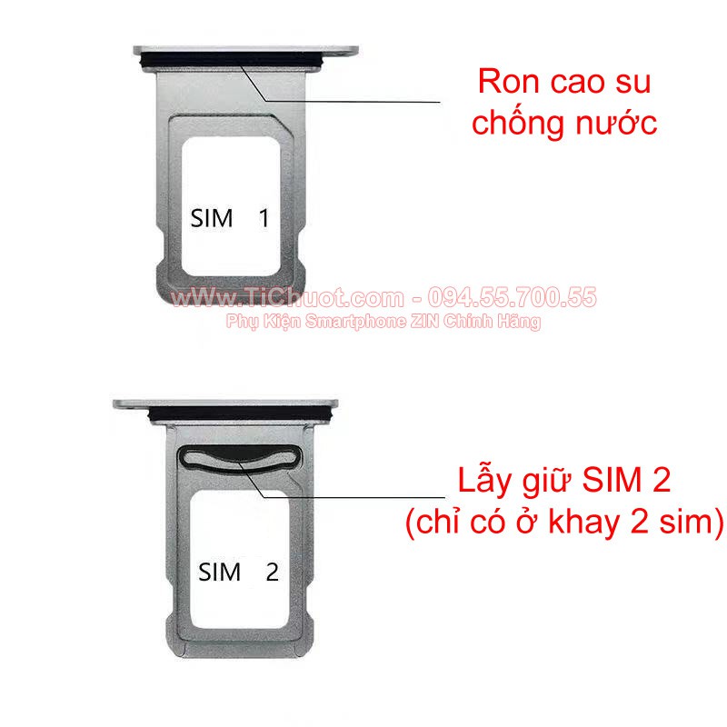 Khay sim iPhone XS Max 1 SIM, 2 SIM ZIN có Ron Chống Nước & Lẫy Giữ Sim