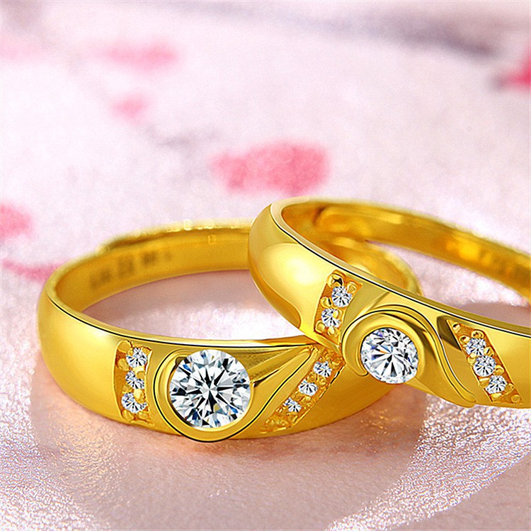 weiweijewelry/Nhẫn đính hôn cặp đôi Nhẫn thời trang hình trái tim mạ vàng 24k