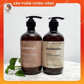 Bộ dầu gội xả dưỡng tóc KreAteme+ 750ml hàng chính hãng. Thải độc và nuôi dưỡng tóc mềm mượt
