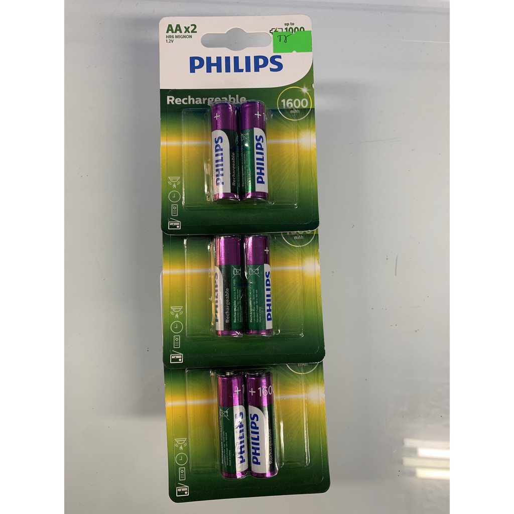 Pin Sạc Philips NiMH AAA 900mAh R03B2A90 (2 Viên AAA) - Xanh