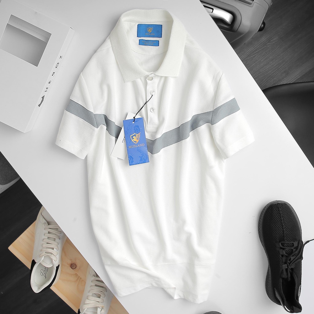 Áo T-shirt Polo, áo phông nam, áo ngắn tay, áo cộc tay nam Phối ngực Cotton 100% VNXK MUSLAND Nhẹ và Mát mẻ