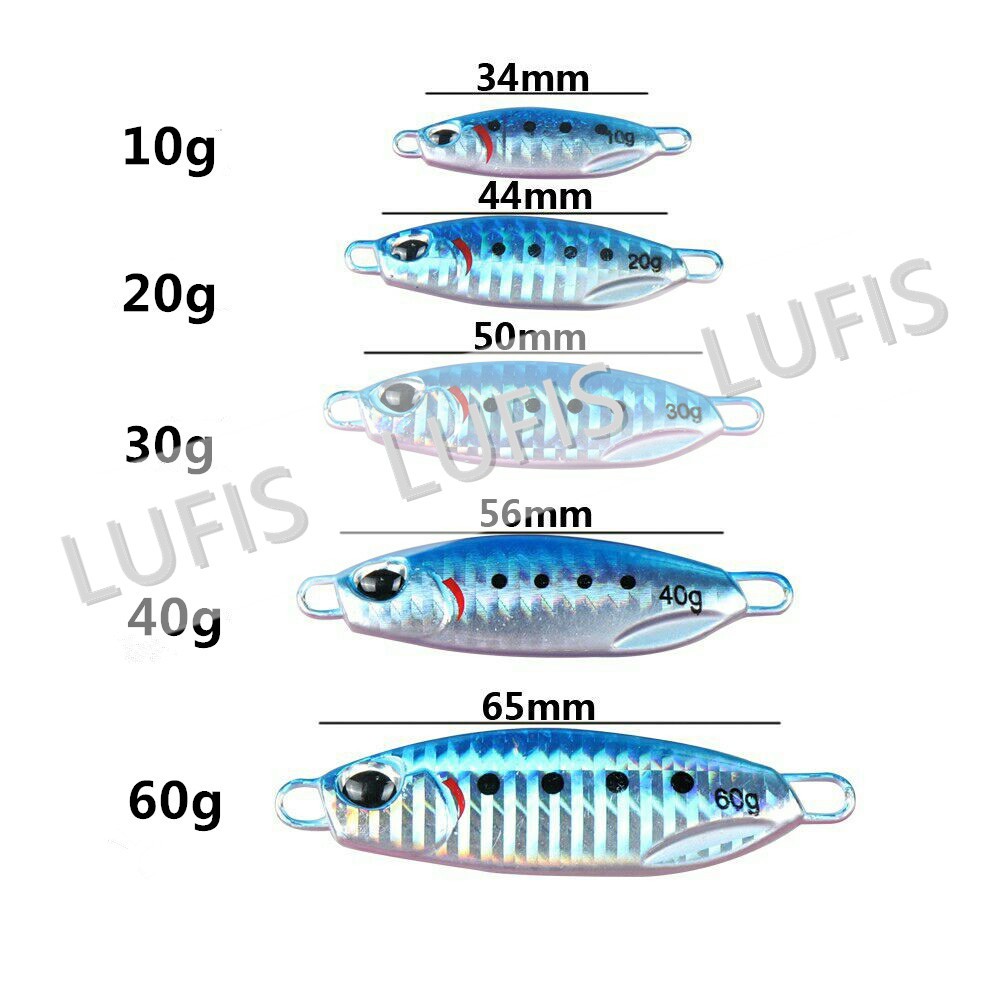 Jigging fishing lure Mồi Câu Cá Giả 3d Bằng Kim Loại 10g / 20g / 30g / 40g / 60g