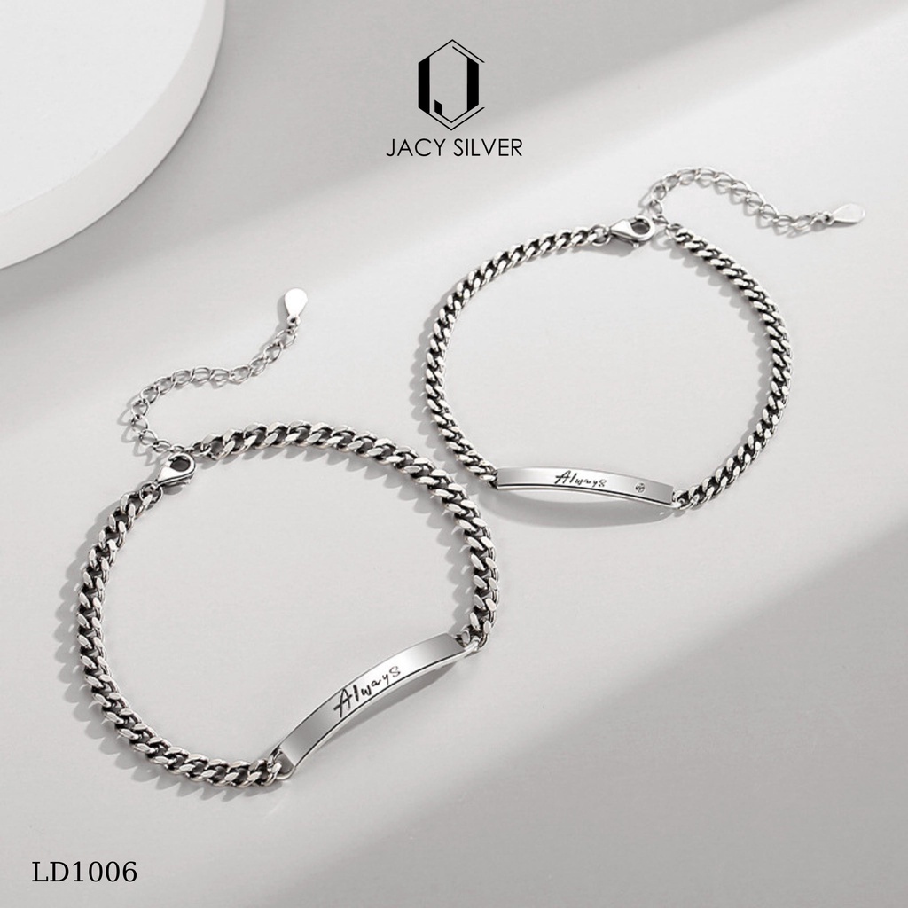 Vòng Tay Đôi Bạc 925 Always, Lắc Tay Cặp Nam Nữ Bạc Ý Jacy Silver LD1006
