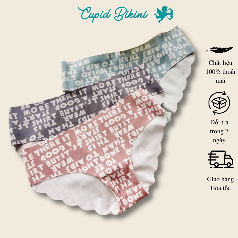 Quần lót nữ đúc su không viền mềm mại in chữ cực mát nhiều màu trẻ trung