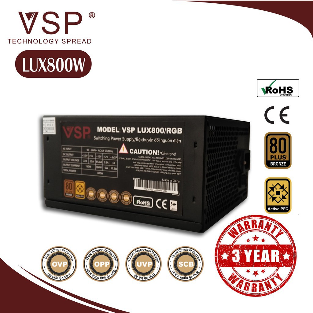 Nguồn Công Suất Thực VSP LUX 800W LED RGB