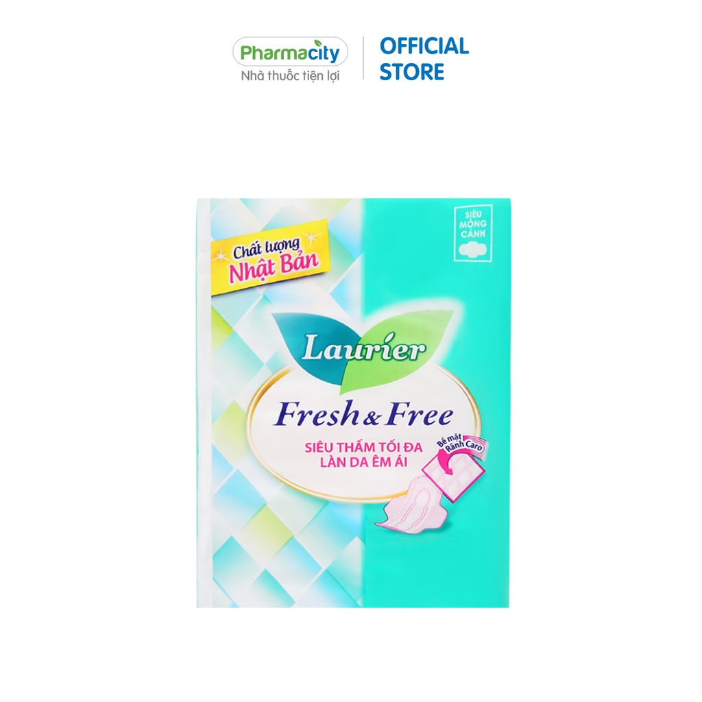 Băng vệ sinh Laurier siêu mỏng cánh siêu thấm tối đa Fresh &amp; Free (Gói 20 miếng)