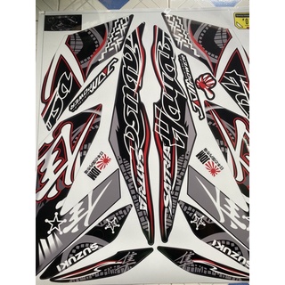 Tem rời satria F hayabusa xám trắng đỏ dán cho xe đen tặng dán xi nhan