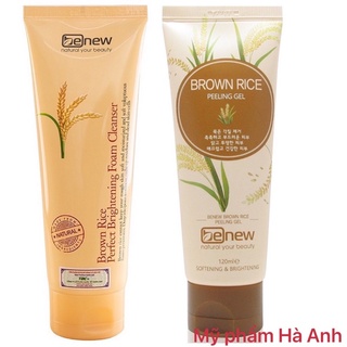 Combo Sữa rửa mặt và tẩy da chết sữa gạo Benew Brown Rice Brightening 160ml/ Hộp