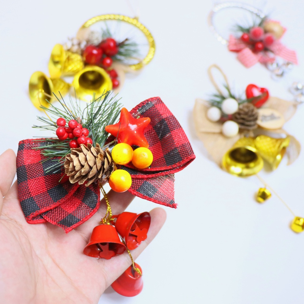 Chuông Nơ Lục Lạc Handmade Treo Trang Trí Giáng Sinh Nhiều Màu Sắc