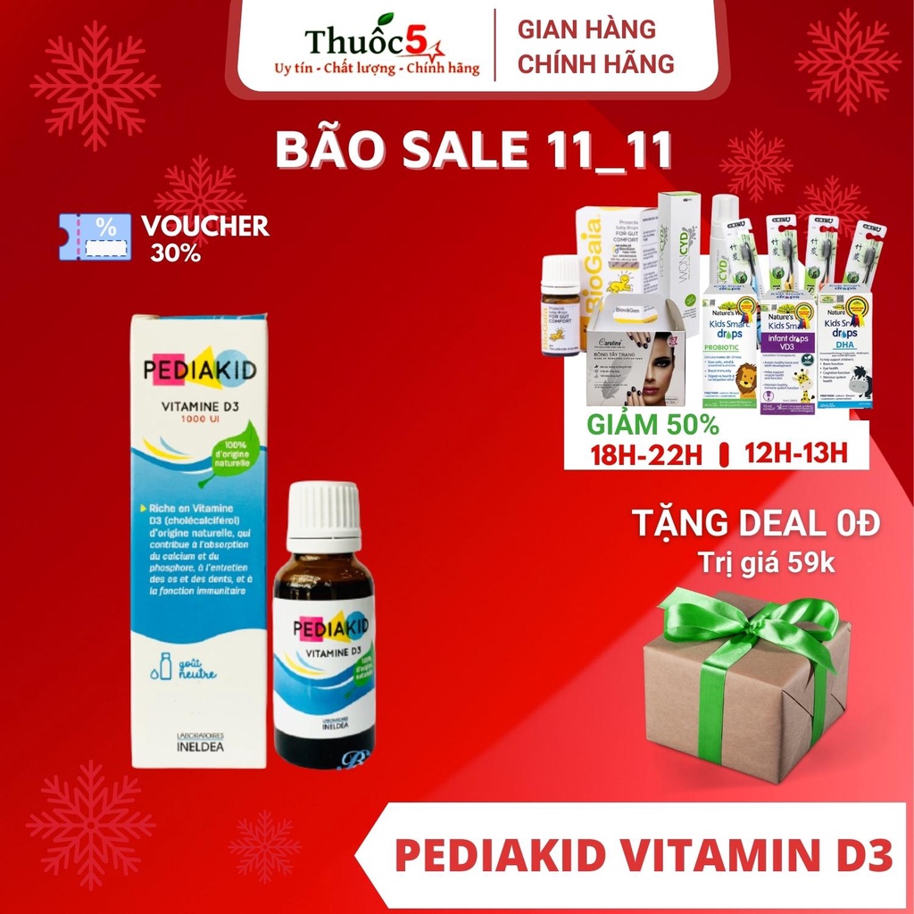 [GIÁ GỐC] Pediakid Vitamin D3 - Giải pháp cho trẻ còi xương -  Chai 20ml