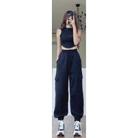 Quần jogger ống rộng  unisex Bó Chun 4 Màu  basic track pants nam nữ oversize