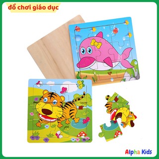 Bộ 5 Tranh Ghép Gỗ 2D Cho Bé Tập Ghép Hình Sáng Tạo Alpha Kids