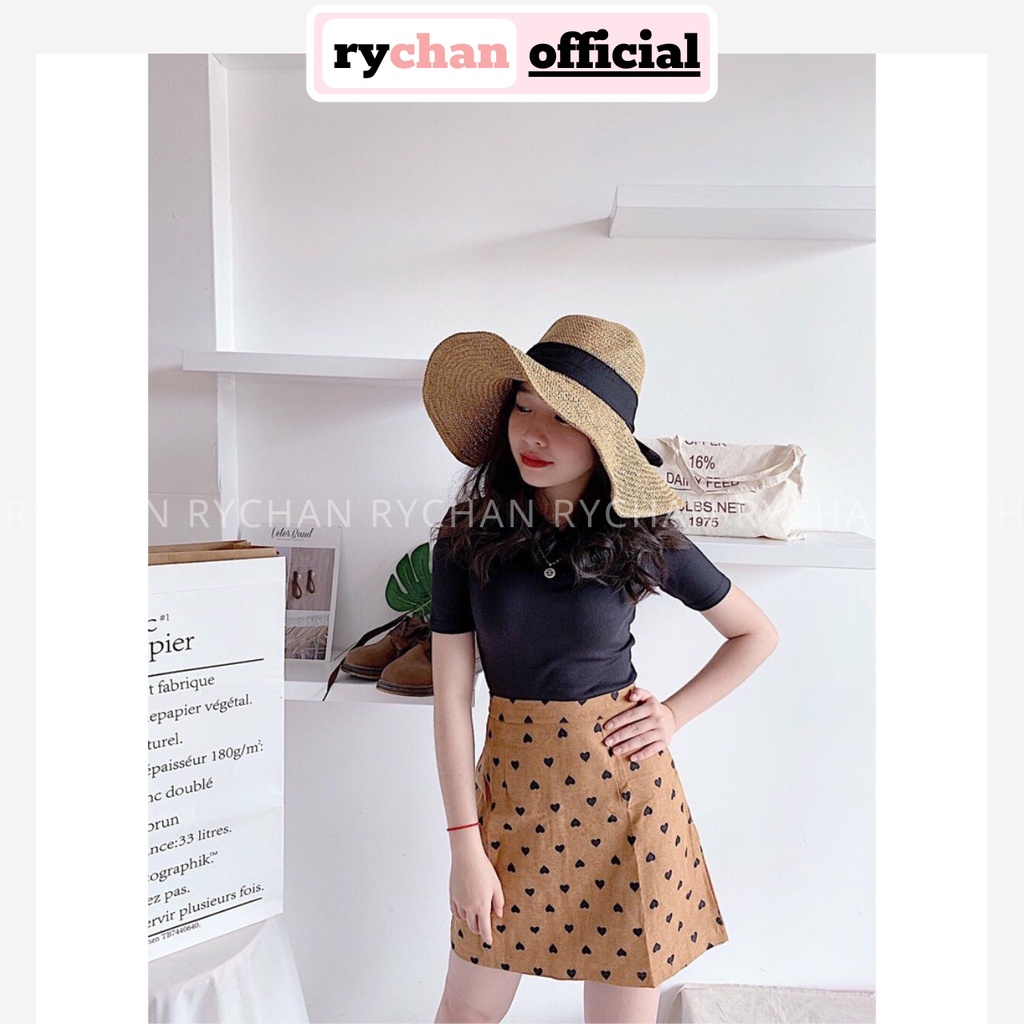 SE533 - Set Áo Thun Gân Kèm Chân Váy Tim Cực Xinh