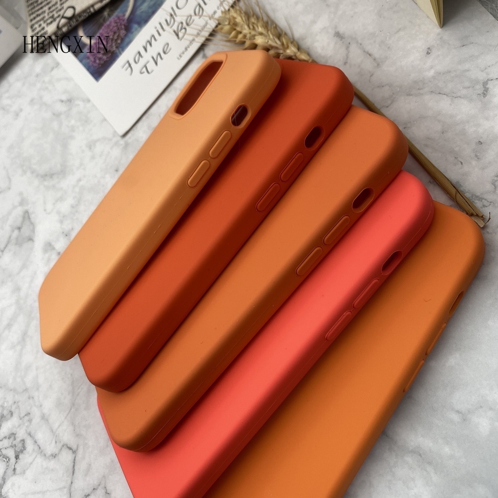 Orange series liquid silicone phone case suitable for iPhone7 8 SE2020 7P 8P XS XR XSMAX 11 PRO 12 PRO MAX All-inclusive drop protection case