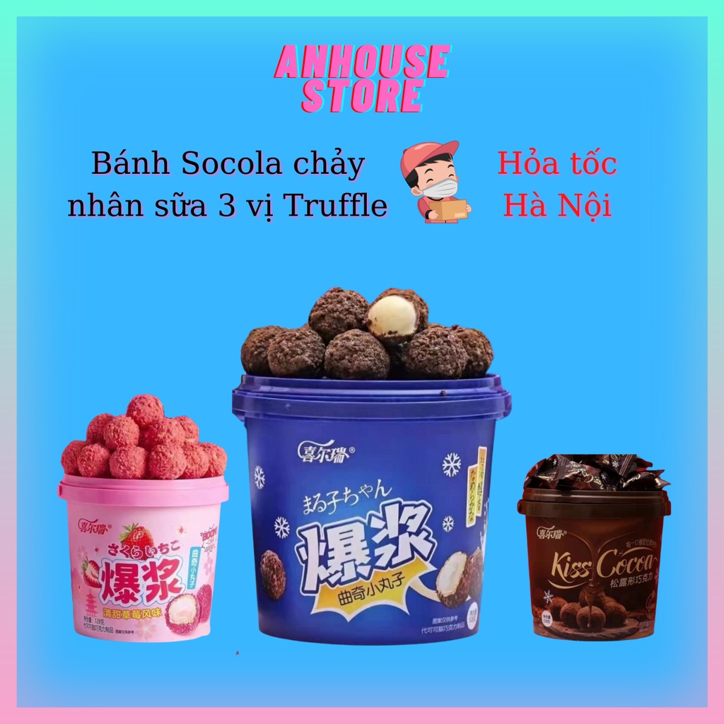 Bánh Socola Xô nhân sữa 3 vị Truffle Melisu Snack Cookies 128G