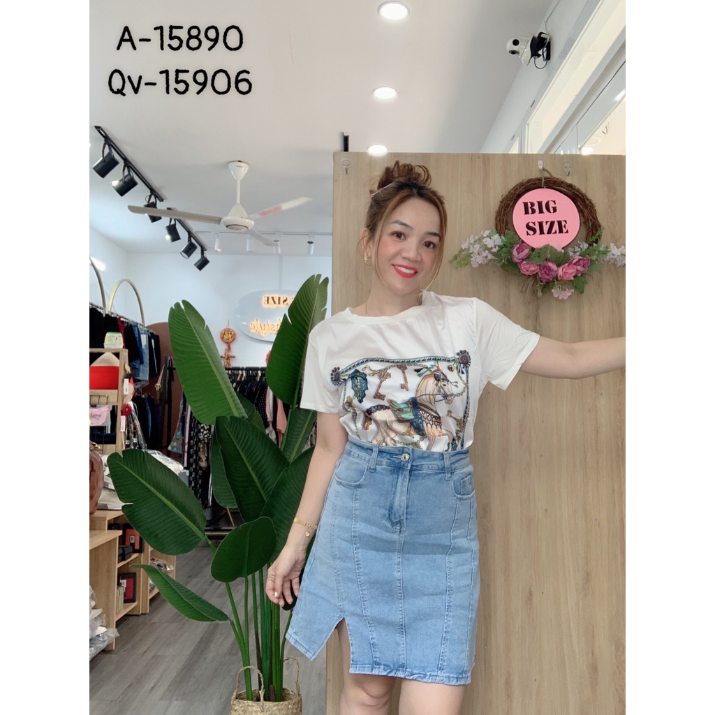 Quần váy jean Bigsize xẻ 15906