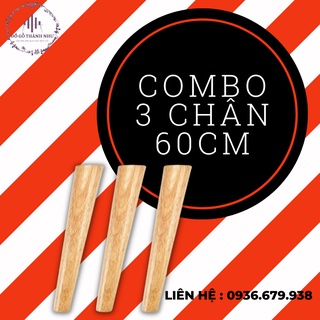Combo 3 chân gỗ dài 60cm ,dùng làm chân bàn,chân bàn trang điểm....Đặc biệt tặng kèm pad sắt để gắn chân gỗ