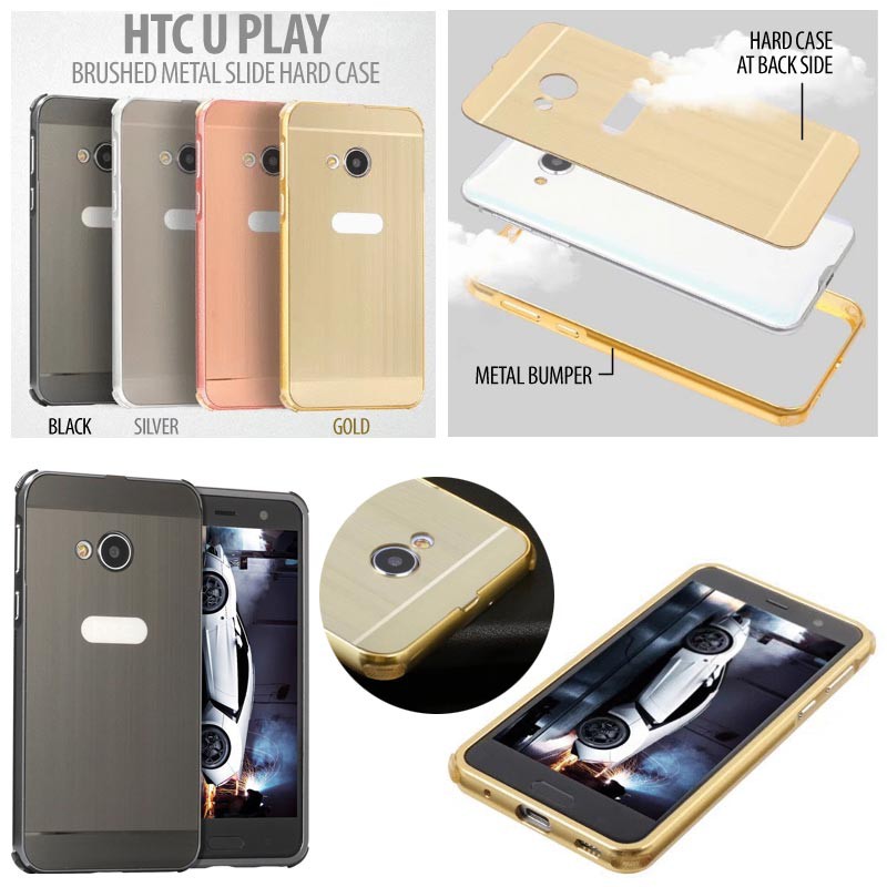 Ốp Lưng Cứng Có Nắp Trượt Kim Loại Cho Htc U Play