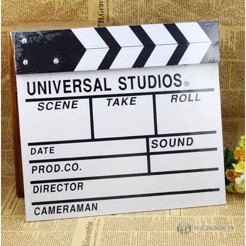 Clapboard gỗ màu trắng 30x27cm hỗ trợ quay phim CB-3027 bảng dập điện ảnh cho đạo diễn