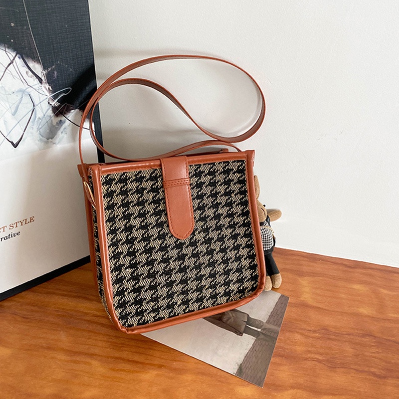 Túi đeo chéo IELGY họa tiết da báo/ răng sói/ caro phong cách cổ điển thời trang cho nữ