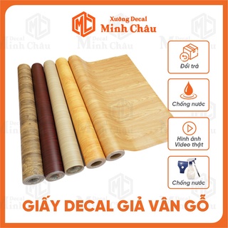 Decal dán tường giả vân gỗ Minh Châu giấy dán kính bàn học laptop tủ gỗ đề can dán kính chống nước khổ 1.2m đẹp giá rẻ