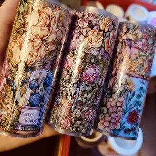 [8,5cm x 35cm] băng dán washi tape hoa (pet)