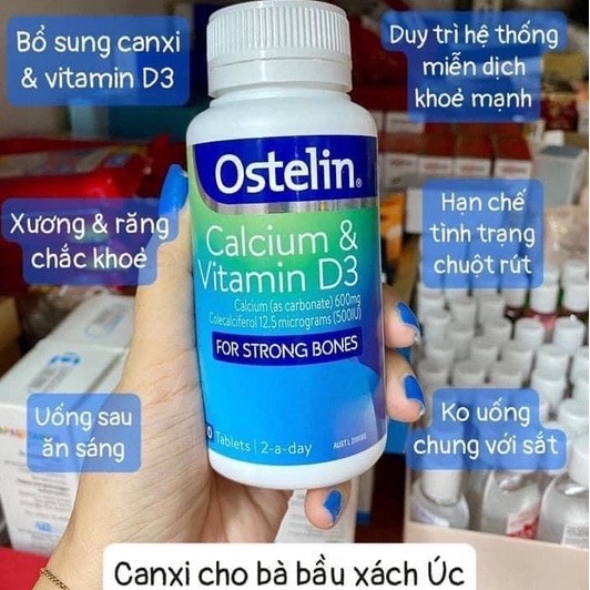 CANXI & vitamin D Ostelin Úc cho bà bầu (130 viên)