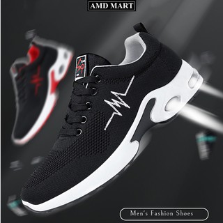 Giày Thể Thao Nam , Giày Sneaker Nam 9302 Chất Liệu Dệt Kim Cao Cấp Màu Đen Sọc Trắng Nổi Bật Nam Tính