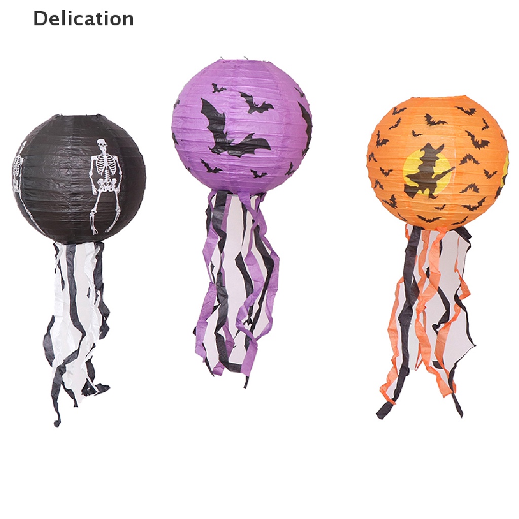 Lồng Đèn Giấy Hình Đầu Lâu Nhện Dơi Bí Ngô Trang Trí Halloween