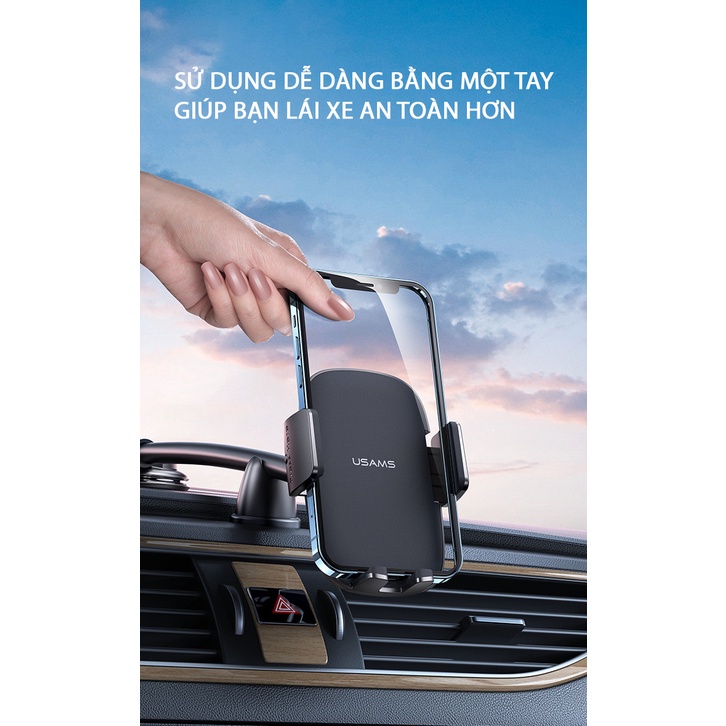 Giá đỡ điện thoại hút chân không dùng gắn kính hoặc Taplo trên ô tô USAMS ZJ065 - Cốc hút xoay 360 độ không cản tầm nhìn | BigBuy360 - bigbuy360.vn
