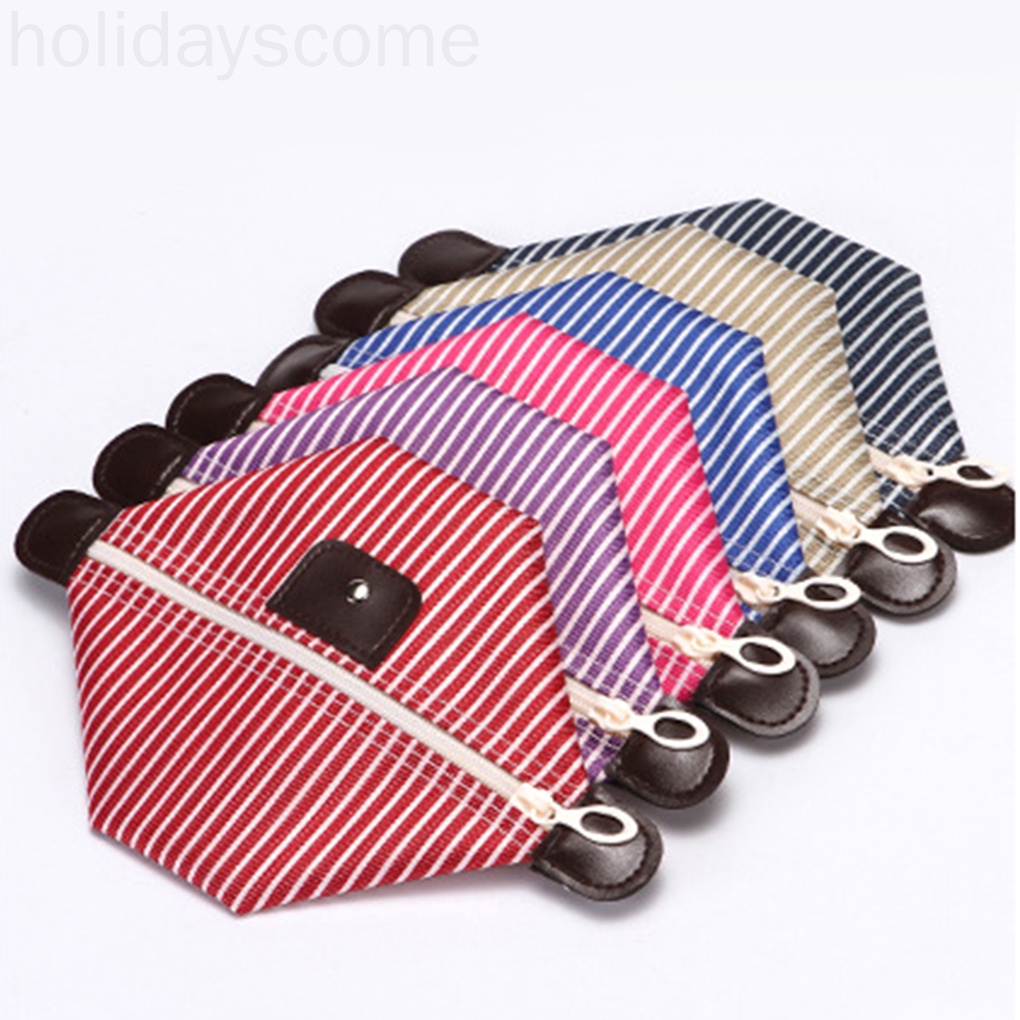 Women Girls Makeup Bags Stripe Purse Mini Zipper Pouch Dumpling Folding Waterproof Makeup Handbag holidayscome