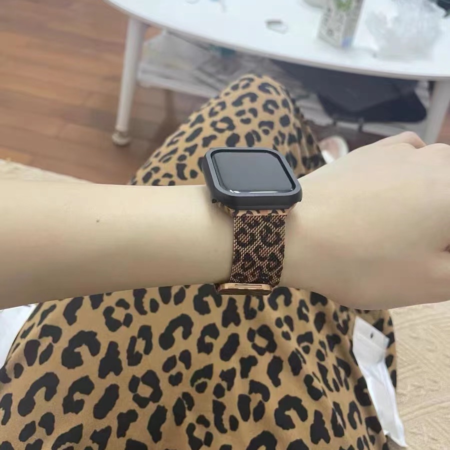 Dây Đeo Inox Họa Tiết Da Báo Cho Đồng Hồ Thông Minh Smart Watch 7 6 5 4 3 2 Se 45mm 44mm 41mm 40mm