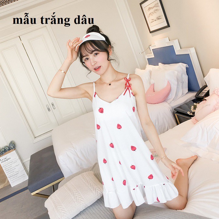 Nhập WAPCK12 giảm 30k đơn từ 150k - Váy ngủ hai dây có đệm ngực đuôi xếp li ( tặng kèm bịt mắt ) | BigBuy360 - bigbuy360.vn