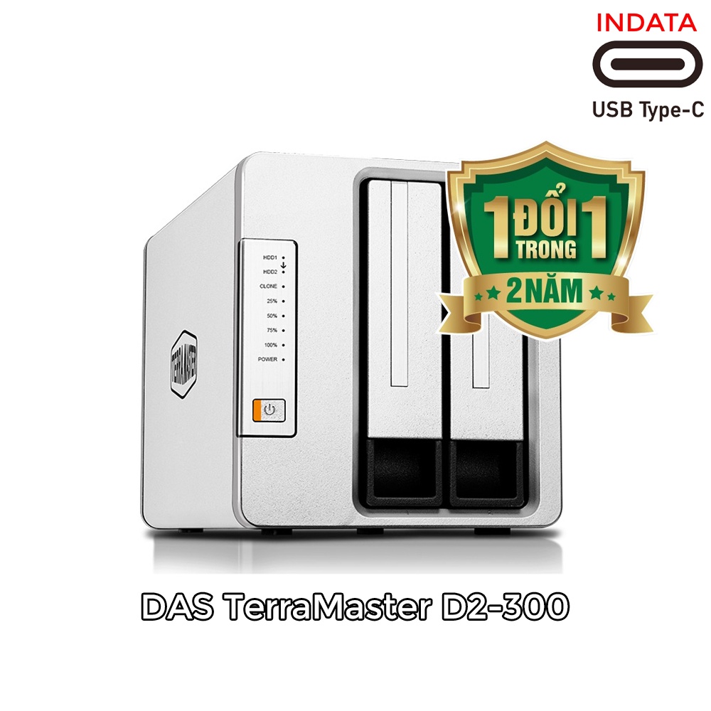 Bộ lưu trữ DAS TerraMaster D2 Clone D2-300 USB 3.1 Type-C, 550MB s, 2 khay