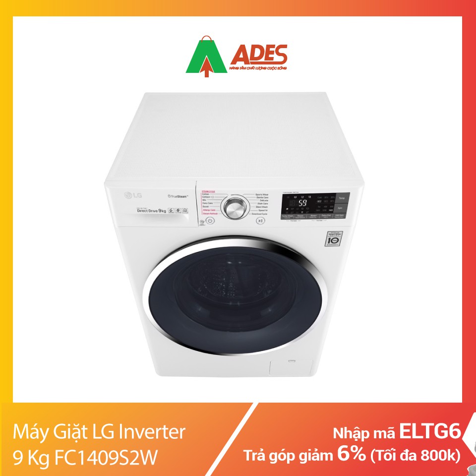 Máy Giặt LG Inverter 9 Kg lồng ngang FC1409S2W | Chính Hãng, Giá Rẻ