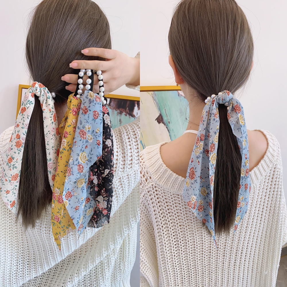 Dây Buộc Tóc Đính Hoa Và Ngọc Trai Xinh Xắn Cho Nữ