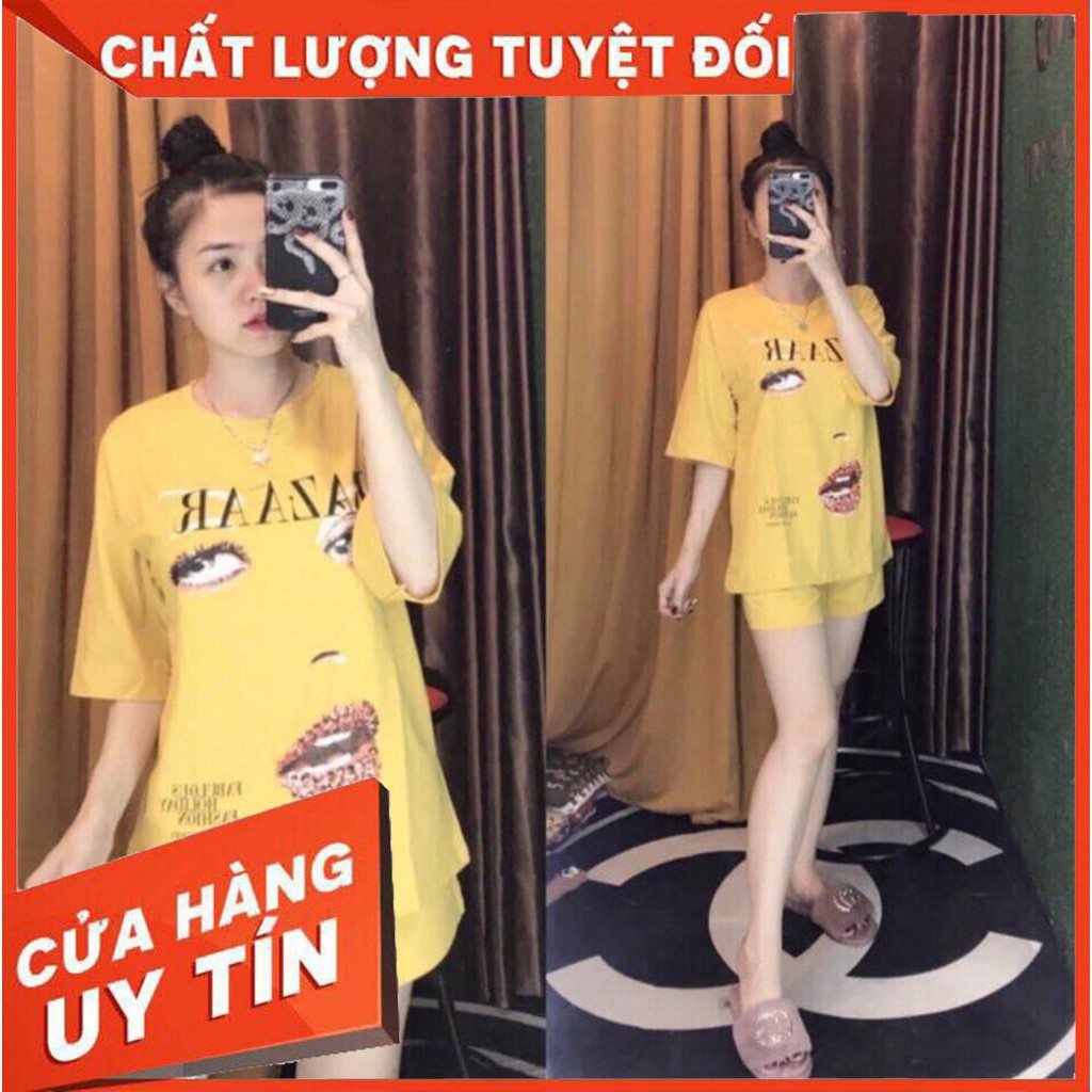 Bộ Quần Áo Nữ Rẻ 💟FREESHIP💟 Bộ Nữ Mặc Ở Nhà Mắt Môi Tinh Nghịch