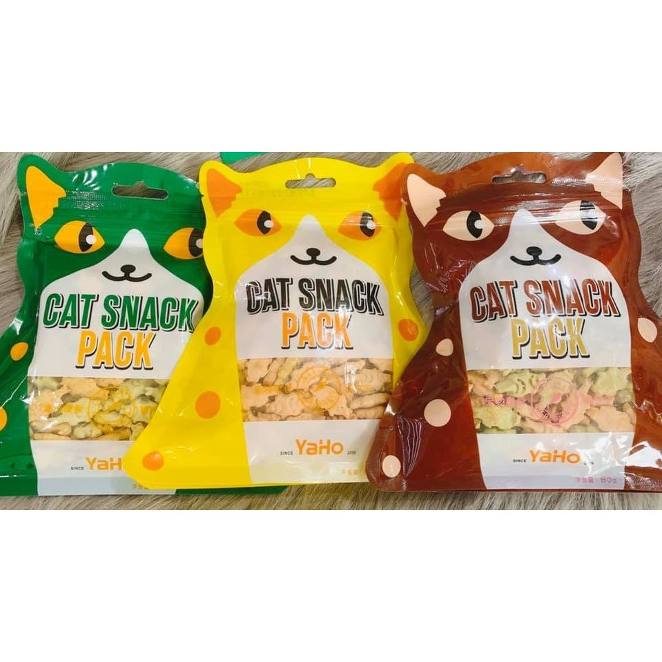 BÁNH THƯỞNG CHO MÈO CAT SNACK PACK YAHO VIÊN HÌNH CÁ GÓI 80G