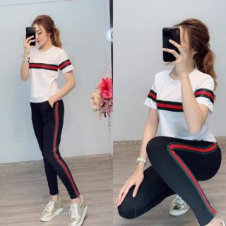 Sét bộ cotton thu đông sọc ngang 
Chất liệu cotton 
Màu: vàng, đen, trắng, hồng phấn
Sz : S M L XL ( 40-62kg) 
Giá 120k