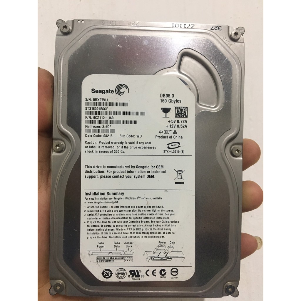 Hdd máy bàn 160G 3.5inh hàng zin tháo máy
