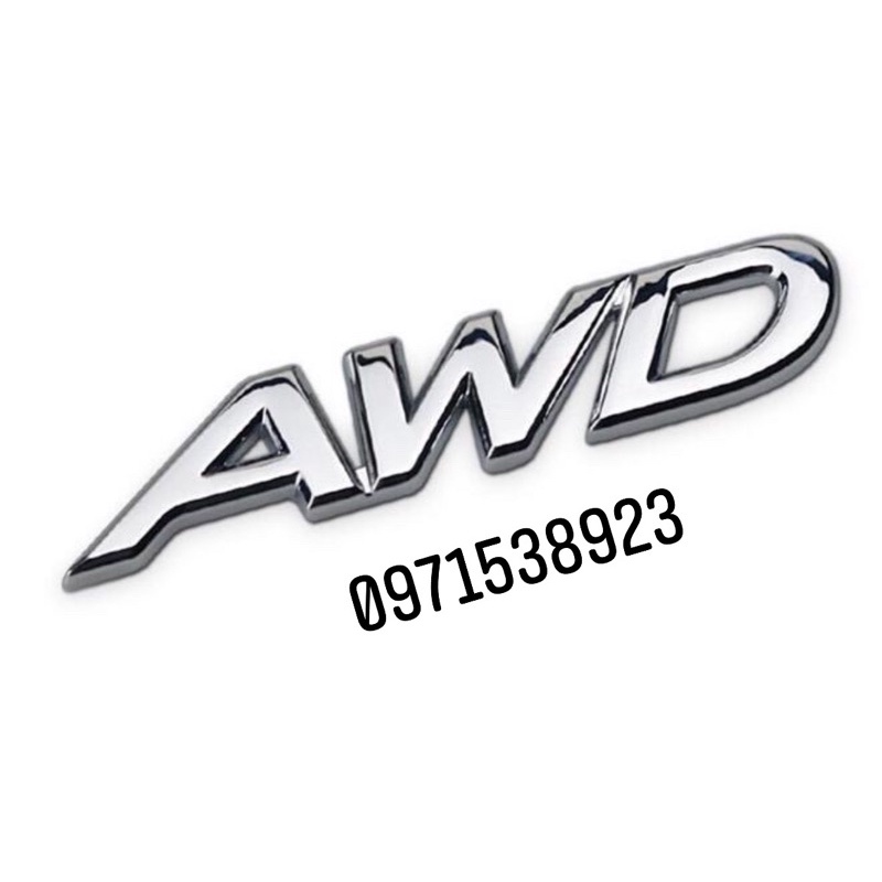 Logo chữ 2.0 2.5 AWD kim loại dán thân xe