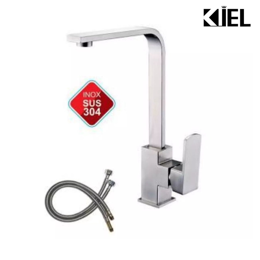 Vòi chậu rửa bát, vòi rửa chén nóng lạnh cổ ngỗng inox SUS 304(Tặng kèm dây cấp nóng lạnh)