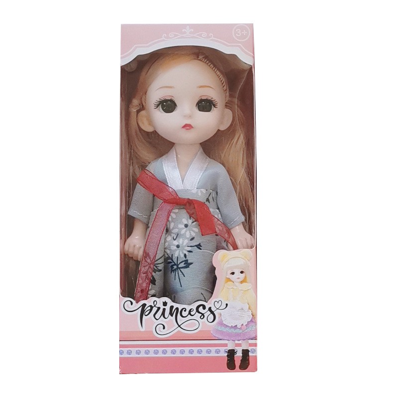 Búp bê công chúa Barbie mắt 3D 16CM tóc dài xinh xắn cho bé gái (full hộp)