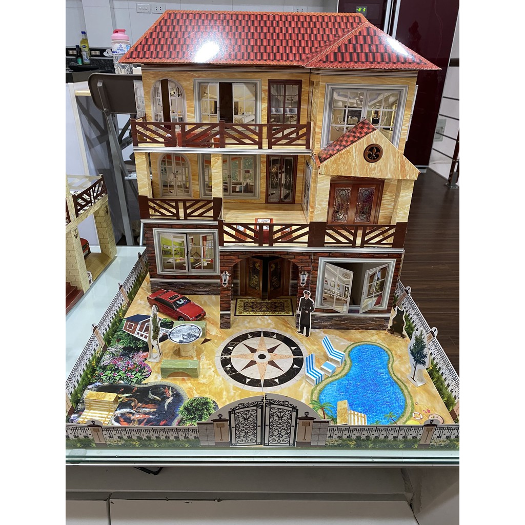 Biệt thự vàng mã TL2 - Mẫu 3D có bàn ghế, phòng ăn, phòng khách, phòng ngủ, nhà tắm... đầy đủ nhất