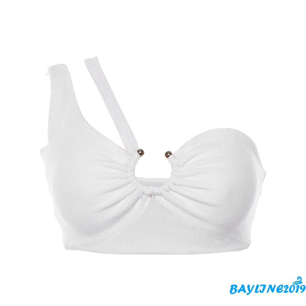 Áo Croptop Trễ Vai Một Bên Vai Màu Sắc Thời Trang Quyến Rũ Cho Nữ