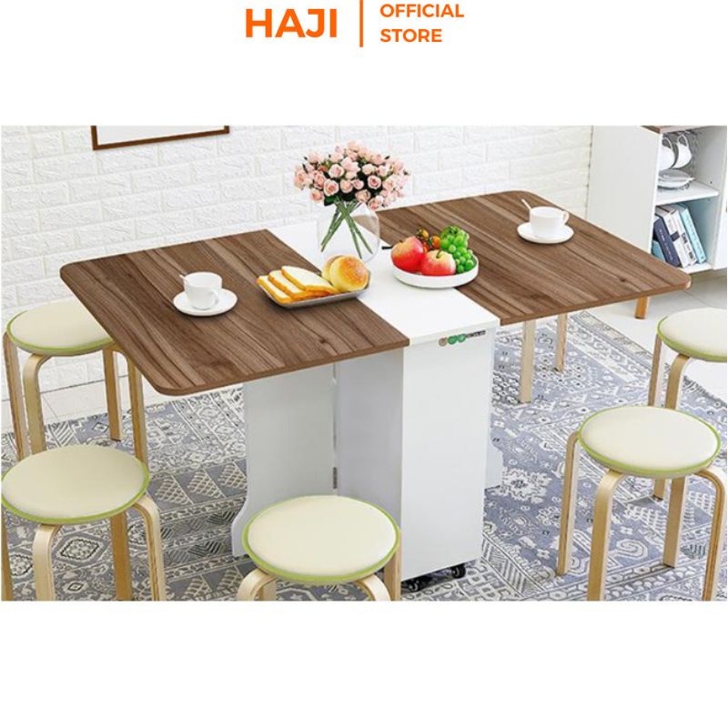 Bàn ăn thông minh HAJI thu gọn tiết kiệm diện tích có bánh xe di động BTM5